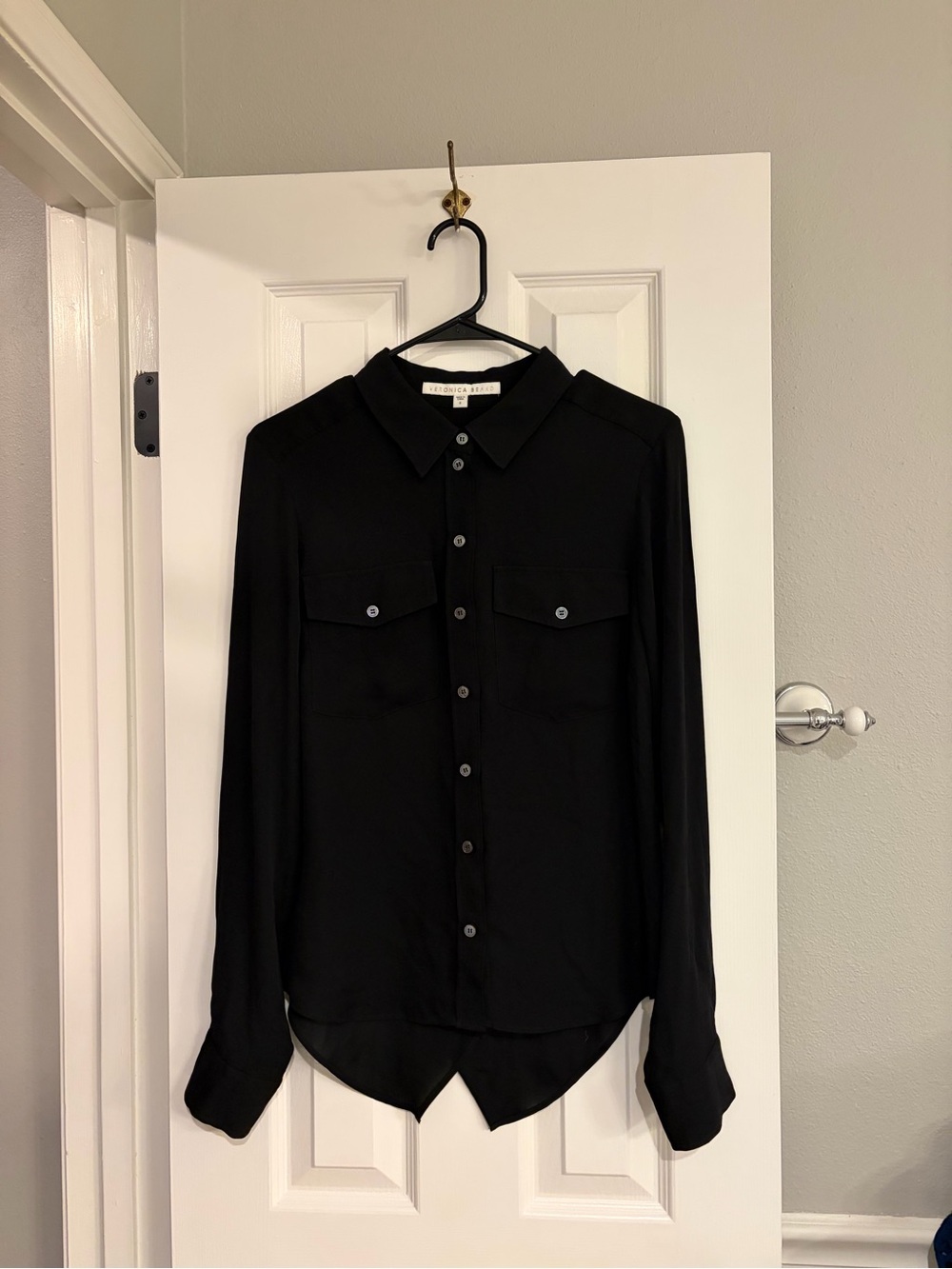 Veronica Beard Black Silk Button Front Shirt Women’s 8